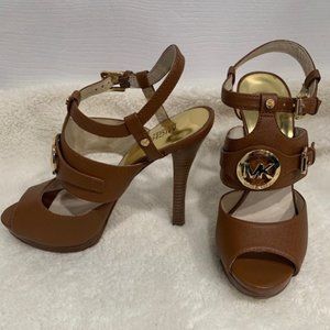 MICHAEL KORS MACKENZIE SANDAL LEATHER HEELS